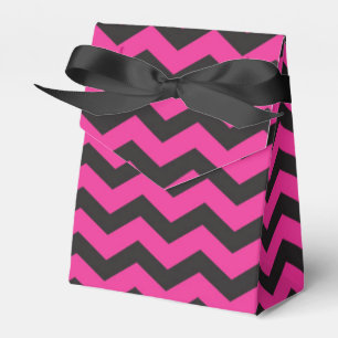 Rosa und schwarze Chevron moderne Partygeschenkbox Geschenkschachtel