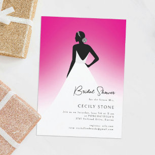 Rosa und schwarze Couture Hochzeitskleid Brautpart Einladung