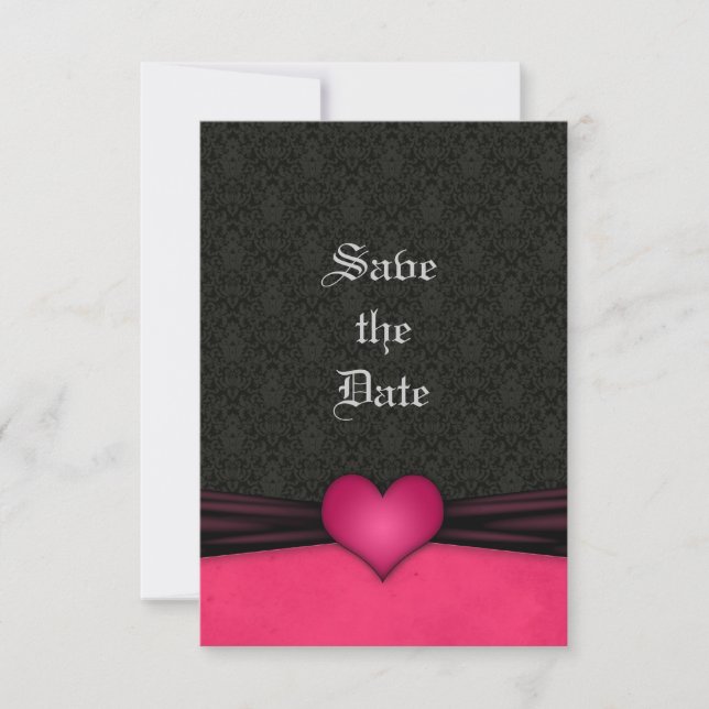 Rosa und schwarze Damaskus Hochzeit speichern Sie  Save The Date (Vorderseite)