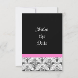 Rosa und schwarze Damast-Hochzeit Save-the-Date-Ka Save The Date