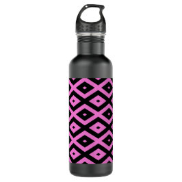 Rosa und schwarze Diamantmuster Edelstahlflasche