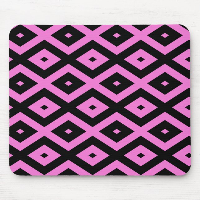 Rosa und schwarze Diamantmuster Mousepad (Vorne)