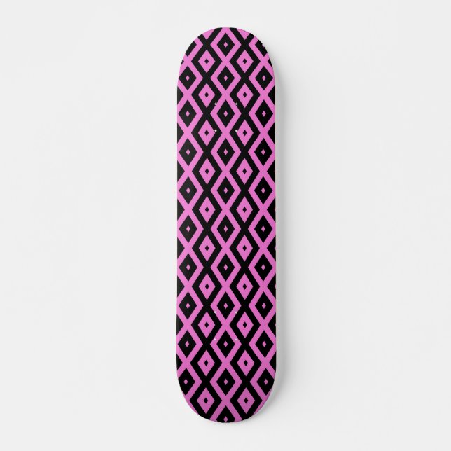 Rosa und schwarze Diamantmuster Skateboard (Vorne)