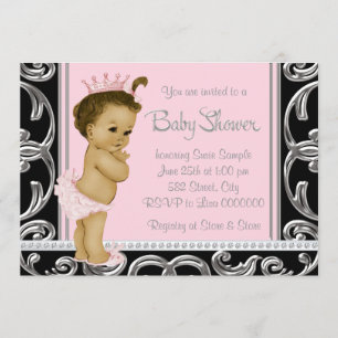 Rosa und schwarze ethnische Babyparty Einladung