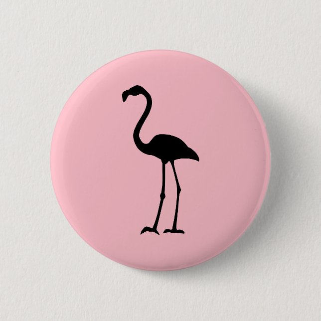 Rosa und schwarze Flamingo Button (Vorderseite)