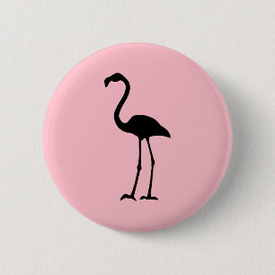 Rosa und schwarze Flamingo Button