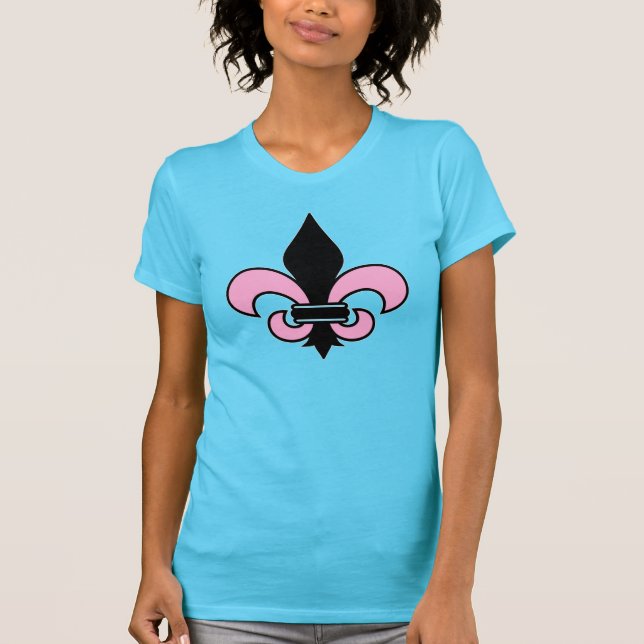 Rosa und schwarze Fleur-de-Lis T-Shirt (Vorderseite)
