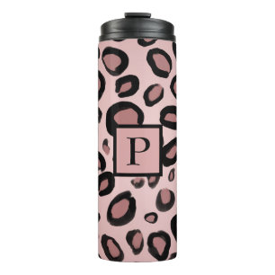 Rosa und schwarze gemalte Gepard Leopardenprint Fl Thermosbecher