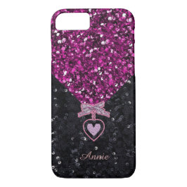Rosa und schwarze Glitzer Case-Mate iPhone Hülle