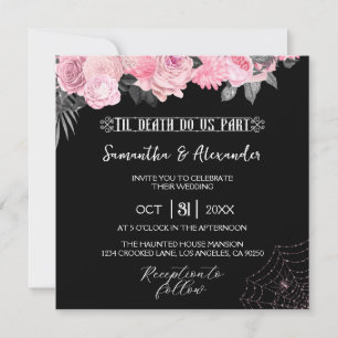 Rosa und schwarze gotische Hochzeitseinladung Einladung