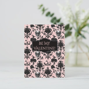Rosa und schwarze gotische Totenköpfe und Rosen Postkarte