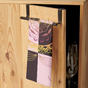 Rosa und schwarze Grafik, Mystische Tafel Geschirrtuch