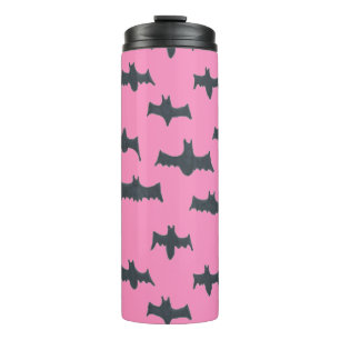 Rosa und schwarze Halloweenboote Thermosbecher