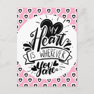 Rosa und schwarze Herzen Zitat Valentinstag Postkarte