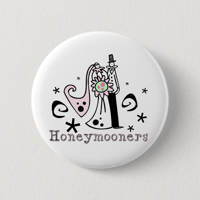 Rosa und schwarze Honeymooners Button (Vorderseite)