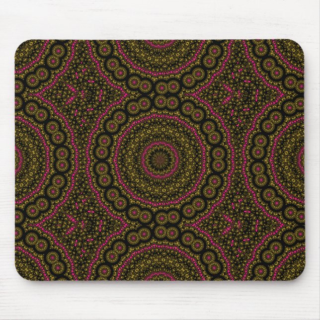 Rosa und schwarze Kaleidskop Mousepad (Vorne)