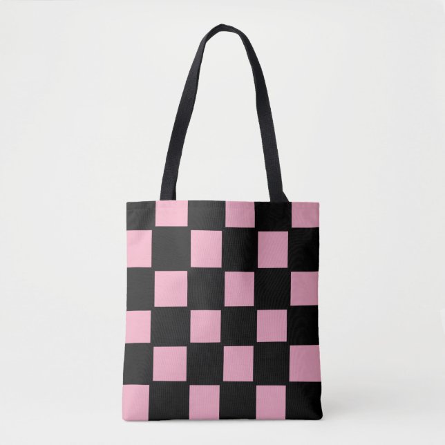 Rosa und schwarze Karo-Tasche (Vorderseite)