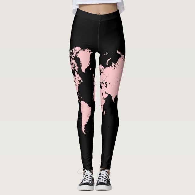 Rosa und Schwarze Karte Leggings (Vorderseite)