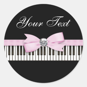 Rosa und schwarze Klaviertasten-Recital Runder Aufkleber