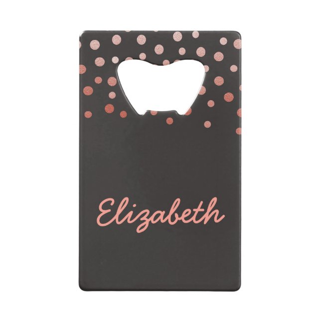 Rosa und schwarze Konfetti Kreditkarten Flaschenöffner (Vorderseite)