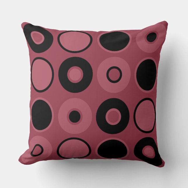 Rosa und schwarze Kreise Kissen (Vorderseite)