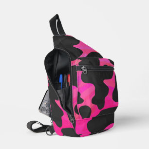 Rosa und schwarze Kuh drucken Crossbody Bag