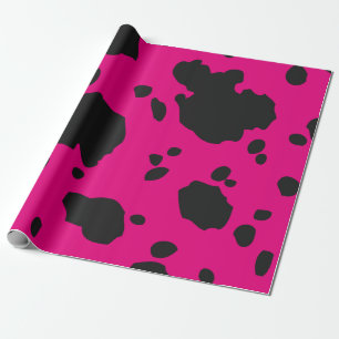 Rosa und schwarze Kuh Spots Tierdruck Geschenkpapier