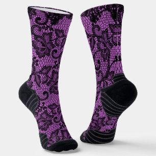 Rosa und schwarze Kunstspitze Socken
