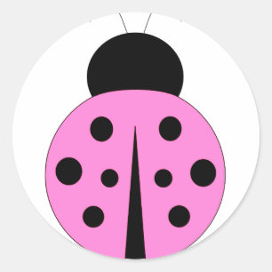 Rosa und schwarze Ladybug Runder Aufkleber
