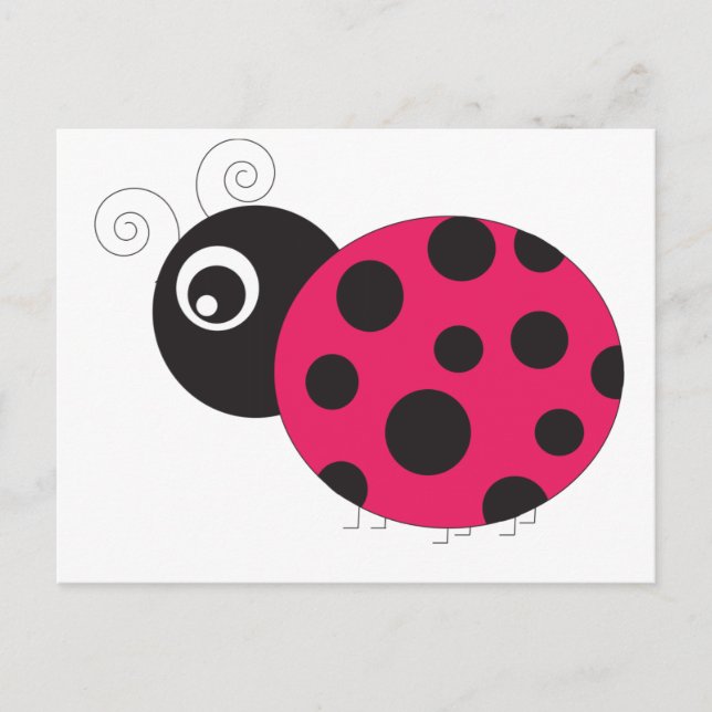 Rosa und schwarze Ladybug verblasst Postkarte (Vorderseite)