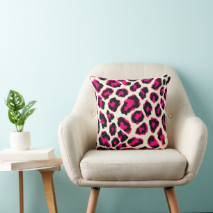 Rosa und schwarze Leoparden Kissen