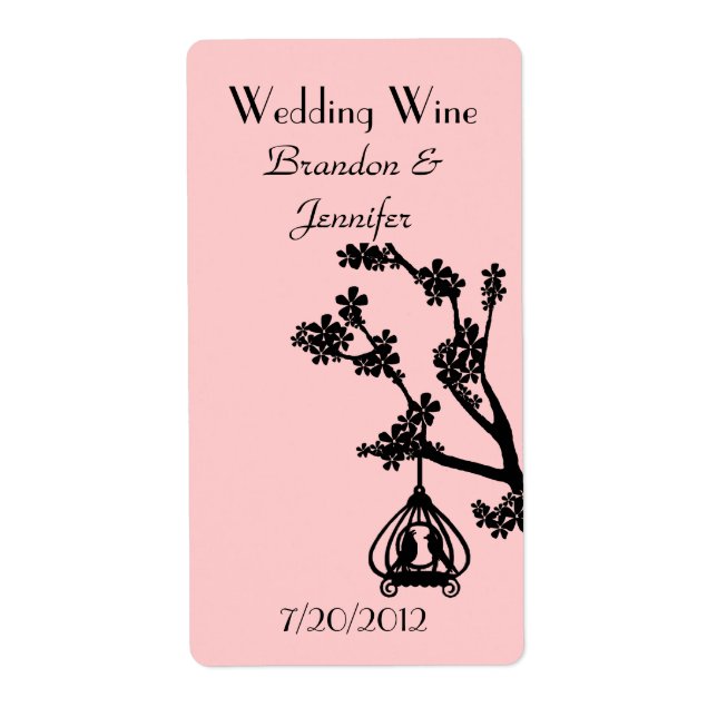 Rosa und schwarze Liebesvögel Hochzeiten Mini-Wein (Vorne)