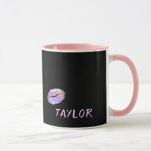 Rosa und schwarze Lipstick Tasse
