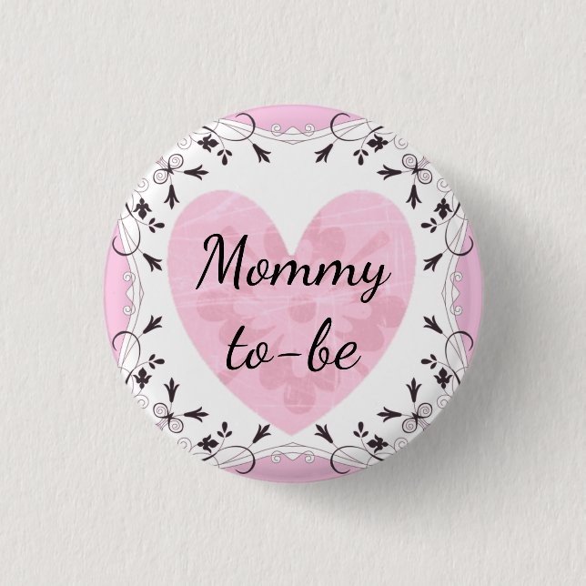 Rosa und schwarze "Mama zu sein" Kinderduschtaste Button (Vorderseite)