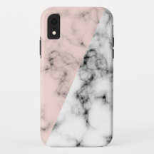 Rosa und schwarze Marmor Aussehen Stil iPhone Case