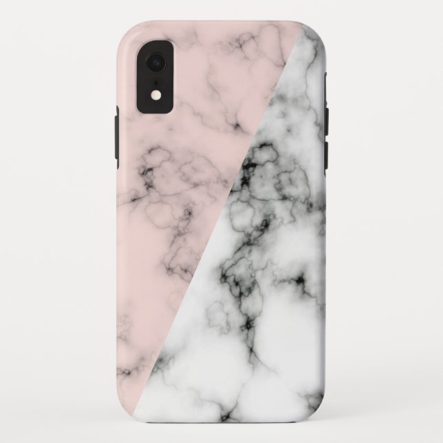 Rosa und schwarze Marmor Aussehen Stil iPhone Case (Rückseite)