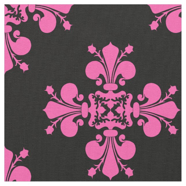 Rosa und schwarze Mittelalterliche Lilie Stoff (Nahaufnahme)