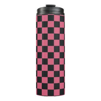 Rosa und schwarze Muster Schachbrett Check Checker Thermosbecher