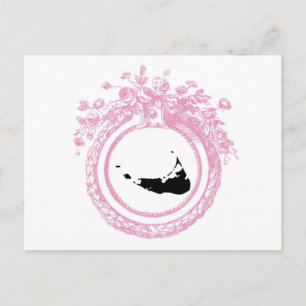 Rosa und schwarze Nantucket Postkarte