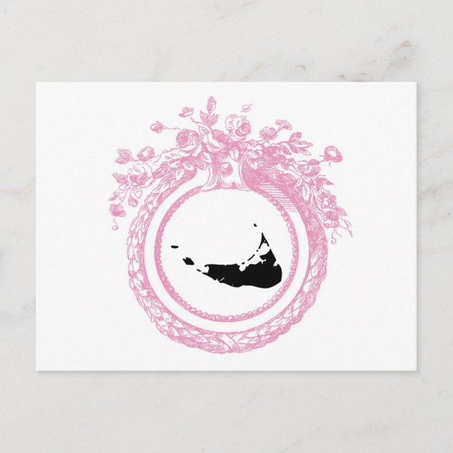 Rosa und schwarze Nantucket Postkarte (Vorderseite)