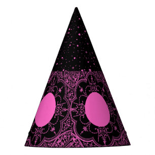 Rosa und schwarze Party-Hüte Partyhütchen