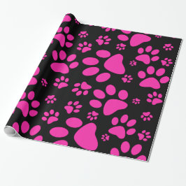 Rosa und schwarze Paw-Prints Geschenkpapier