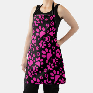 Rosa und schwarze Paw-Prints Schürze