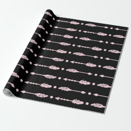 Rosa und schwarze Pfeile Wilde ONE Girls Geburtsta Geschenkpapier