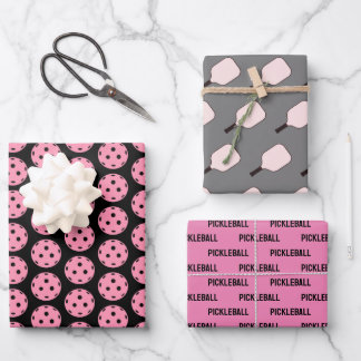 Rosa und schwarze Pflückenverpackungsblätter von 3 Geschenkpapier Set