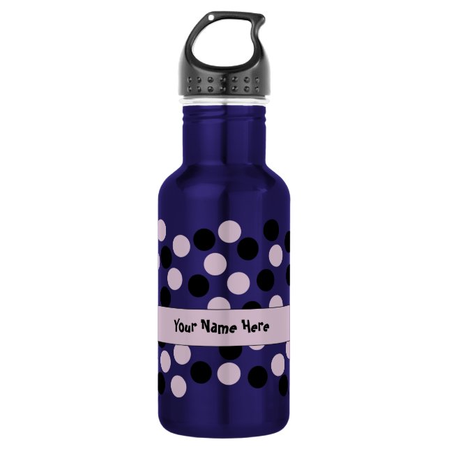 Rosa und schwarze Polka Dot Wiederverwendbare Flas Trinkflasche (Vorderseite)