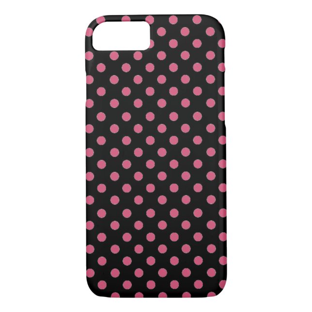 rosa und schwarze Polka-Punkte Case-Mate iPhone Hülle (Rückseite)