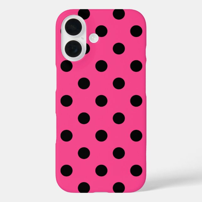 Rosa und schwarze Polka-Punkte Case-Mate iPhone Hülle (Rückseite)