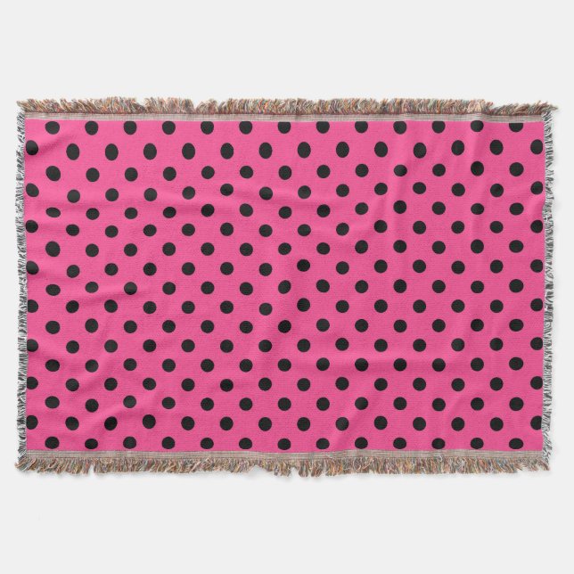 Rosa und schwarze Polka-Punkte Decke (Vorderseite)