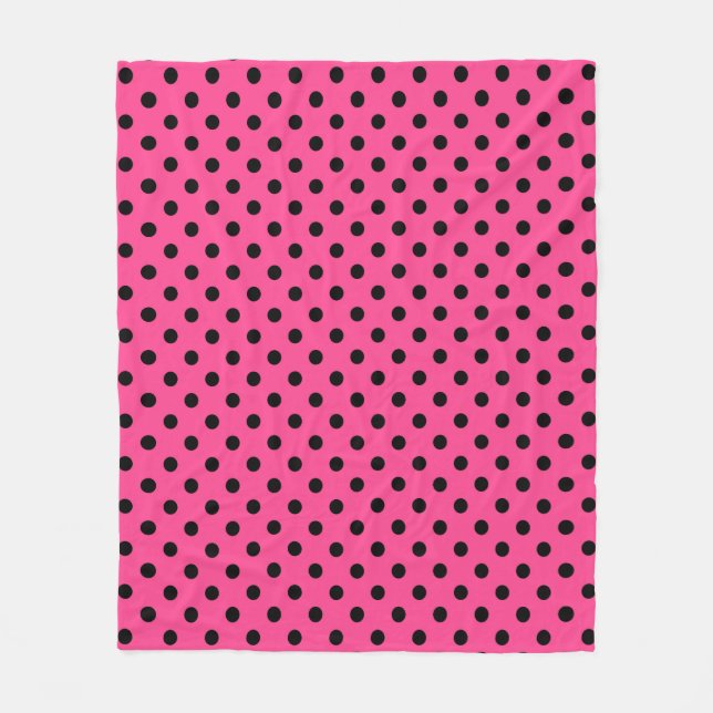 Rosa und schwarze Polka-Punkte Fleecedecke (Vorderseite)